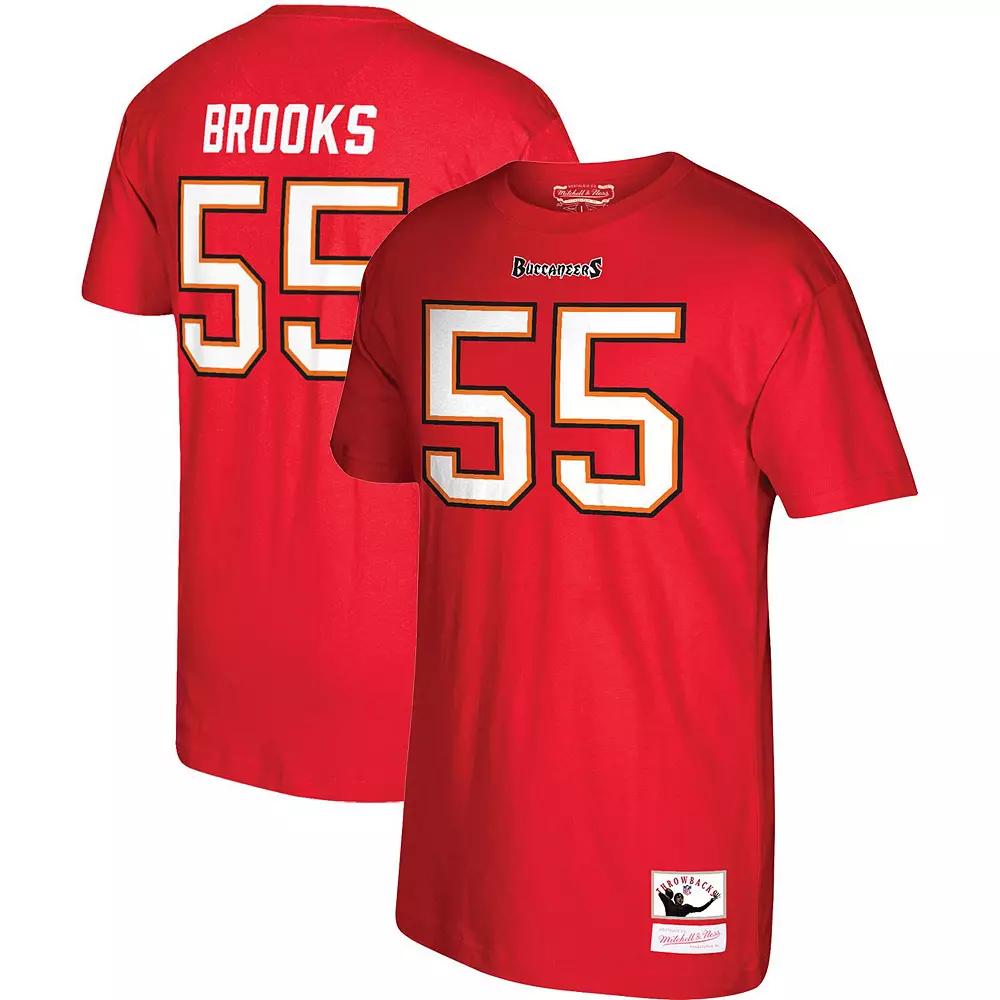 Mens Mitchell & Ness Derrick Brooks Tampa Bay Buccaneers Retired Player Name and Number T-Shirt Product Image