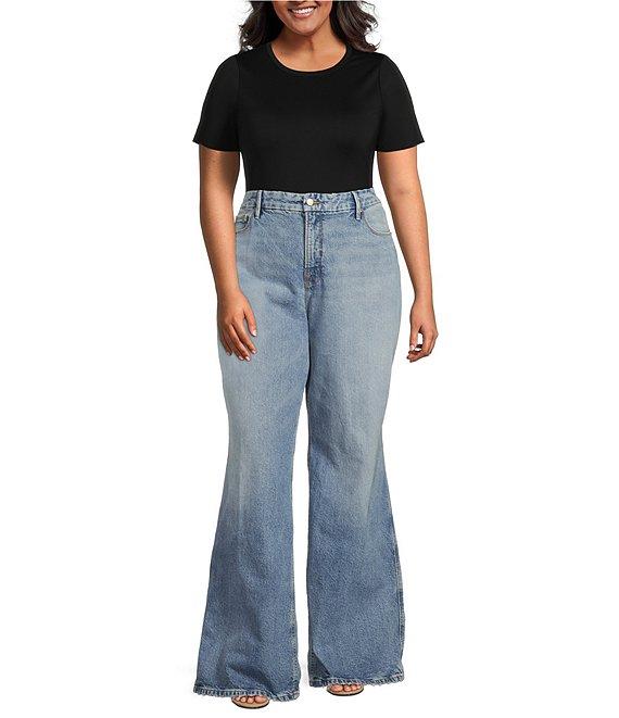 Good American Plus Size Good Skate High Rise Wide Leg Jeans Product Image