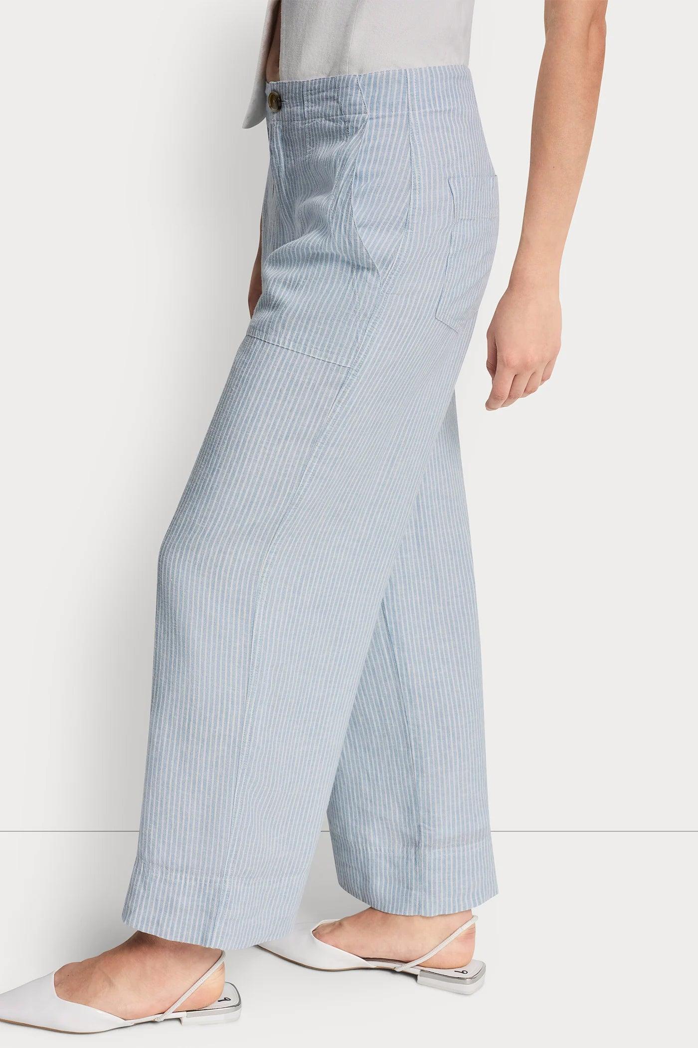 CROPPED WIDE LEG LINEN-BLEND PANTS Product Image