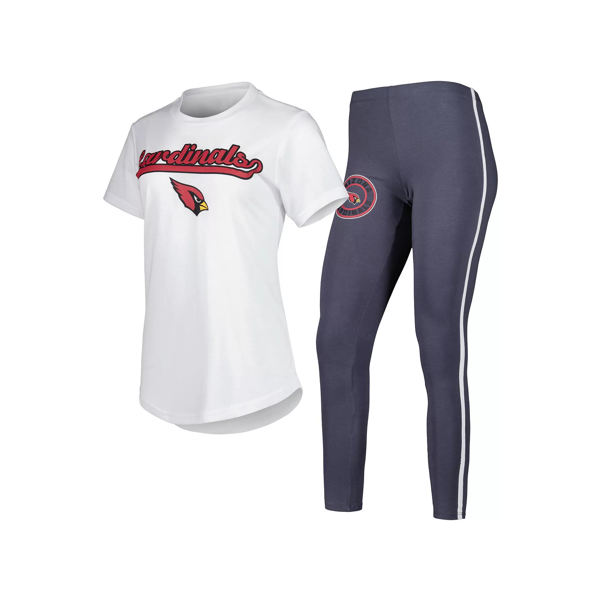 Women's Concepts Sport White/Charcoal Arizona Cardinals Sonata T-Shirt & Leggings Sleep Set,  Product Image