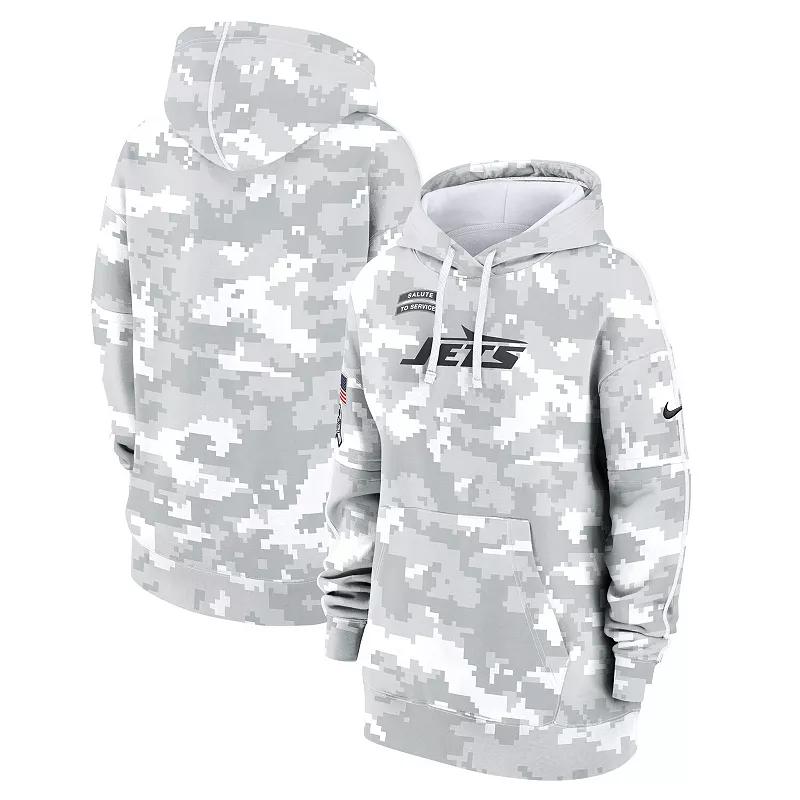 Women's Nike Arctic Camo New York Jets 2024 Salute To Service Club Fleece Oversized Pullover Hoodie, Size: Large, Team Product Image