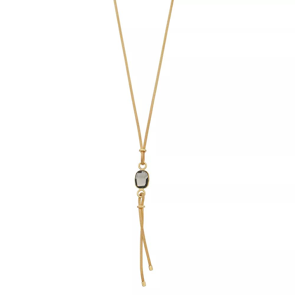 Gold Tone Sterling Silver Cubic Zirconia Y Necklace, Women's, Size: 18" Product Image