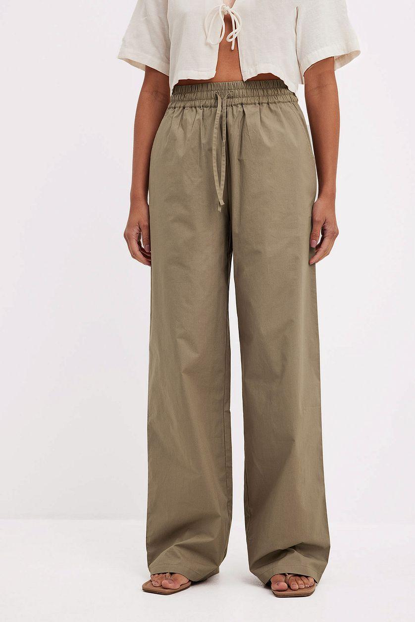 Elastic Waistband Cotton Pants Product Image