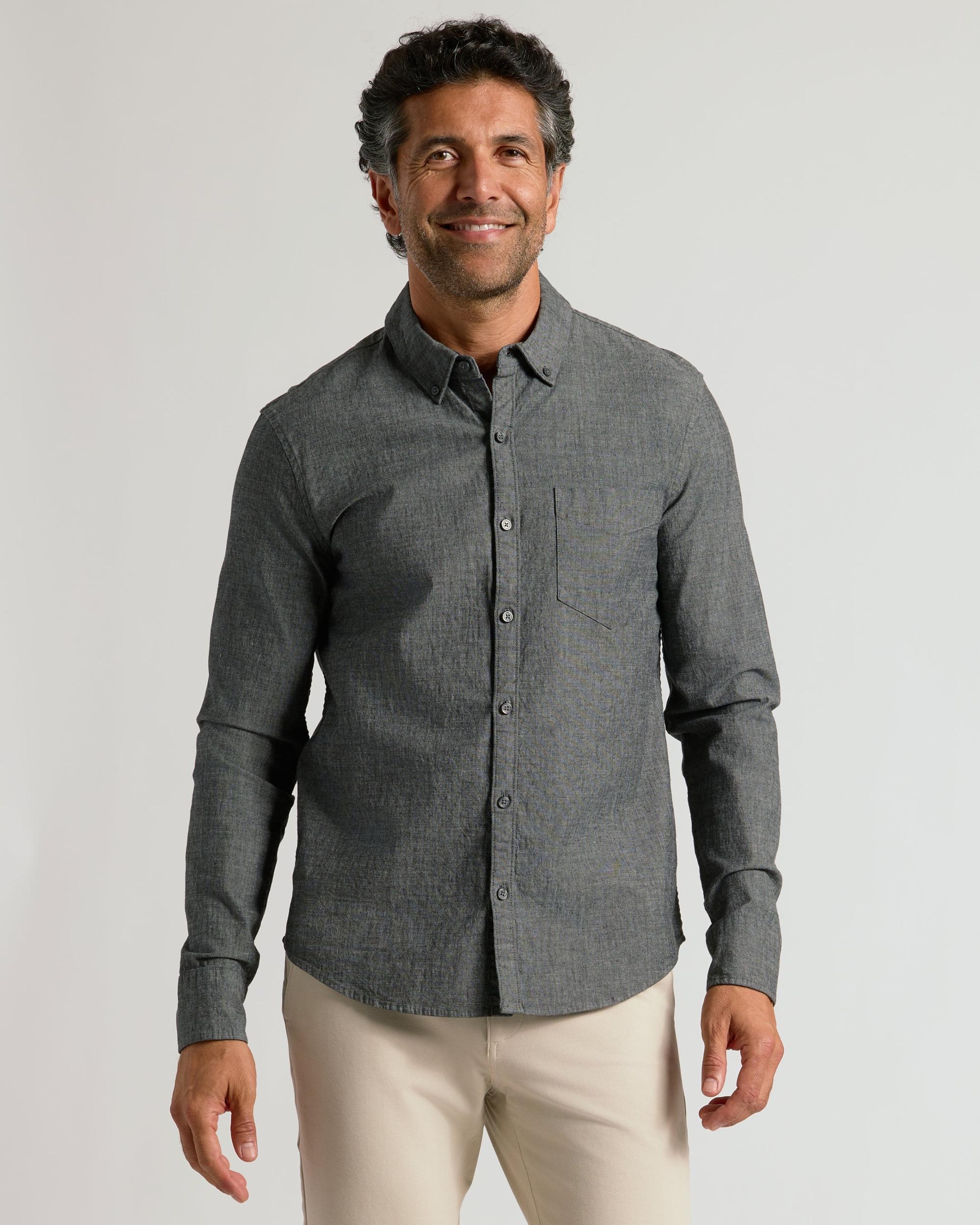 Black Wash Long Sleeve Chambray Shirt Product Image
