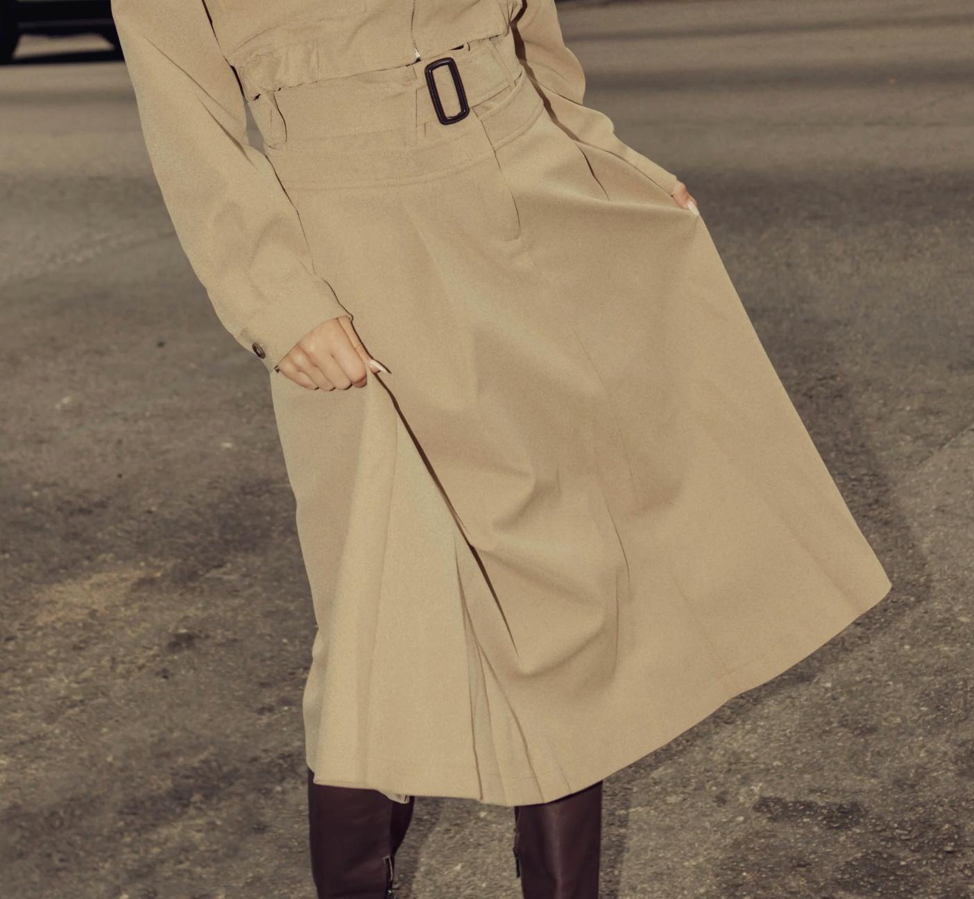 Belladonna Pleated Skirt in Sand Product Image