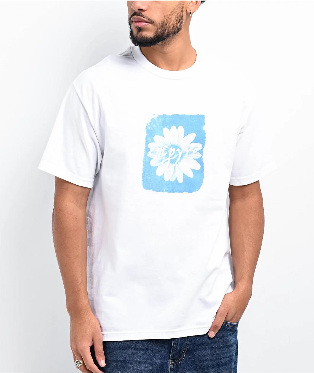 Empyre Cyanotype Daisy White T-Shirt Product Image