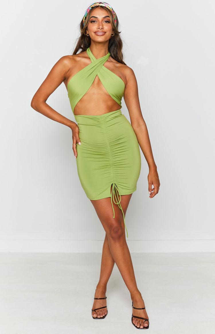 Mia Cross Neck Dress Green Product Image