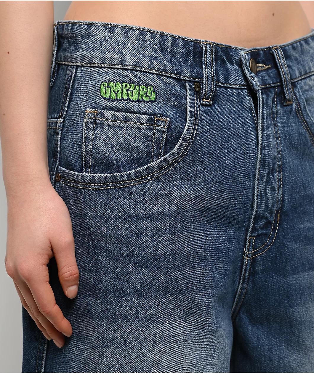 Empyre Extent Blasted Blue Wash Wide Leg Shorts Product Image