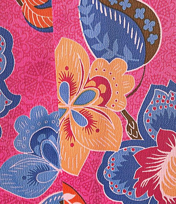 Ali Miles Floral Ruffle Round Neck Elbow Sleeve Print Popover Tunic Product Image