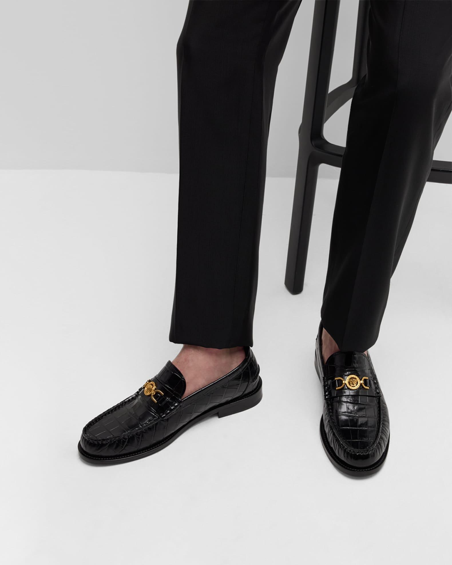 Men's Croc-Effect Medusa Coin Bit Loafers Product Image