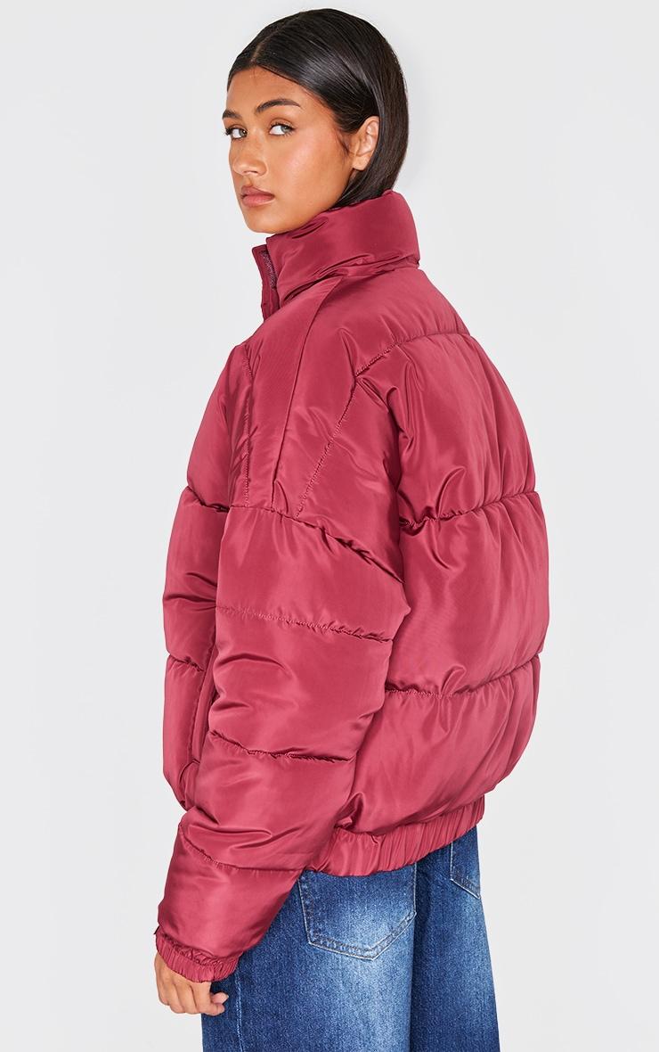 Burgundy Funnel Neck Padded Jacket Product Image