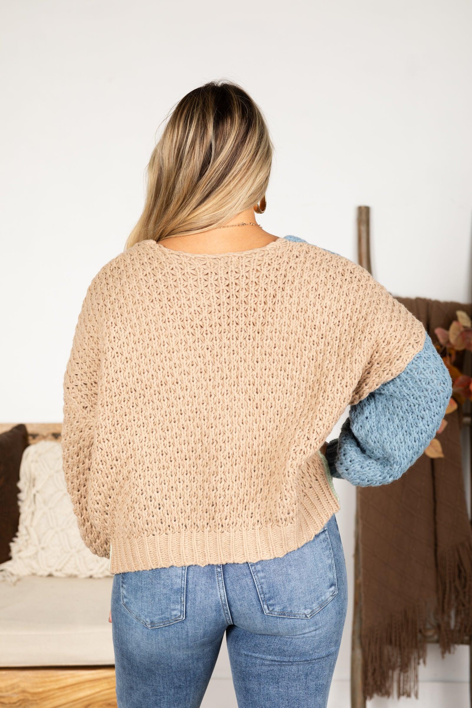 Mint Colorblock Sweater Cardigan Product Image