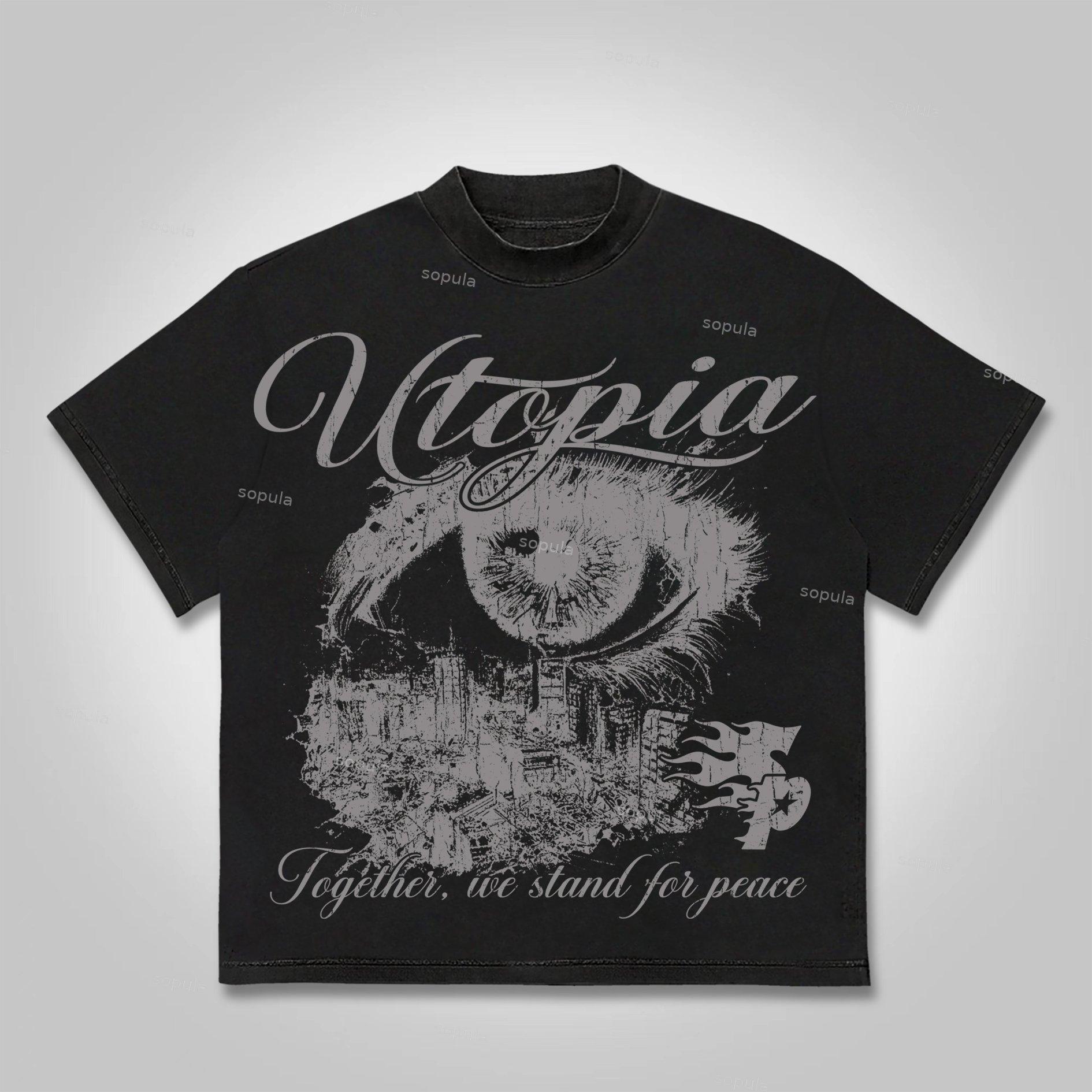 Sopula Utopia Vintage Graphic Cotton T-shirt Product Image