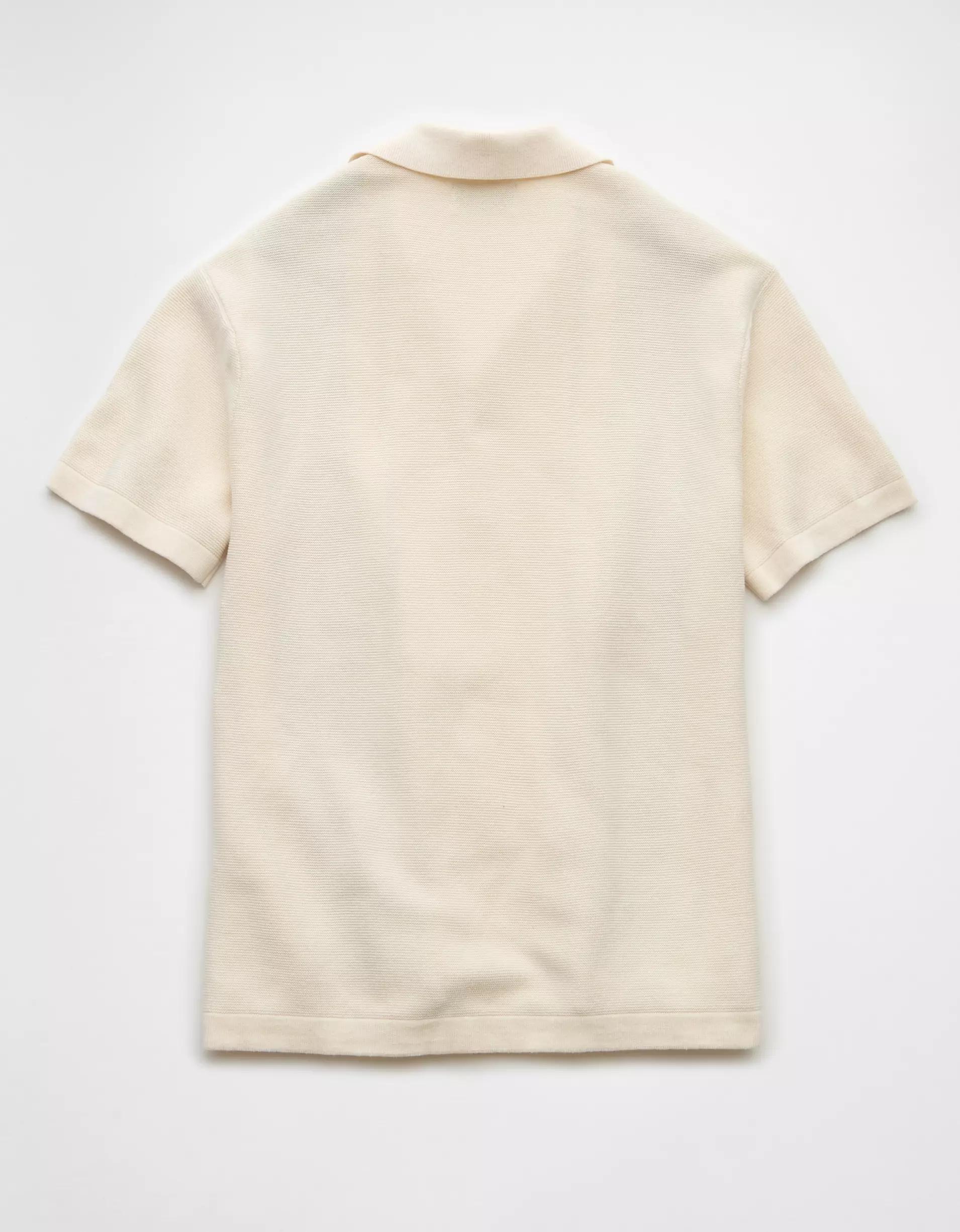 AE Weekend Striped Button-Up Sweater Polo Shirt Product Image