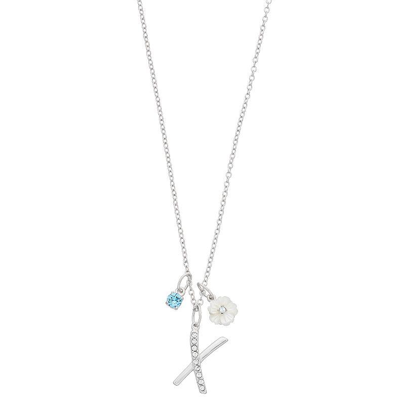 Brilliance Mother-of-Pearl Flower & Initial Pendant Necklace, Women's,  Product Image