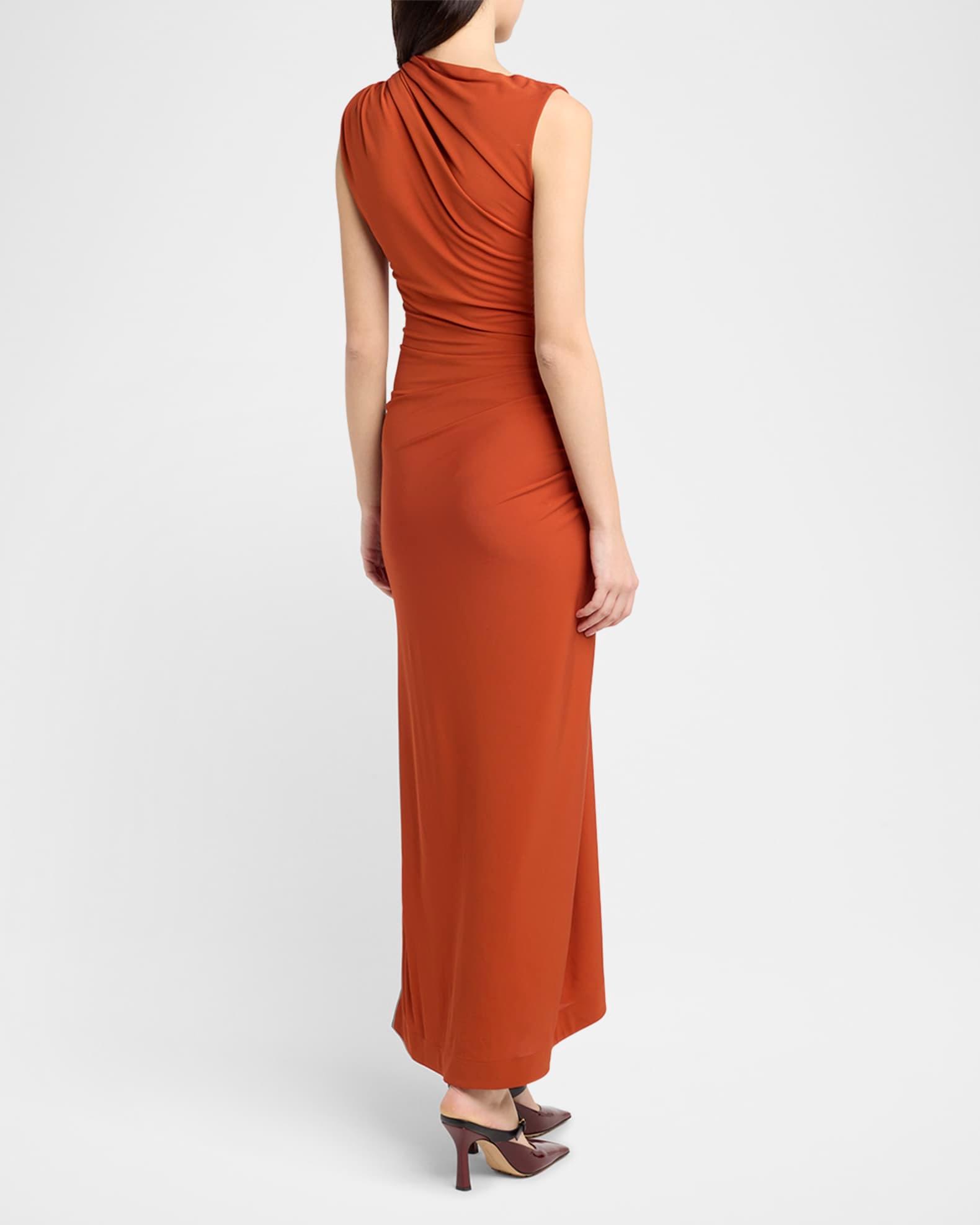 Drop Detail Gathered Matte Crepe Jersey Maxi Dress Product Image