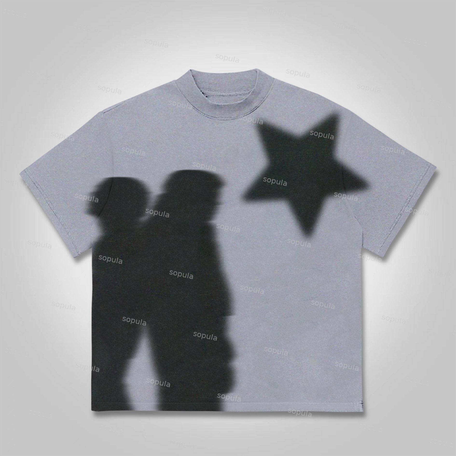 Men's Casual Virtual Shadow Graphics Cotton Short Sleeve T-Shirt Product Image