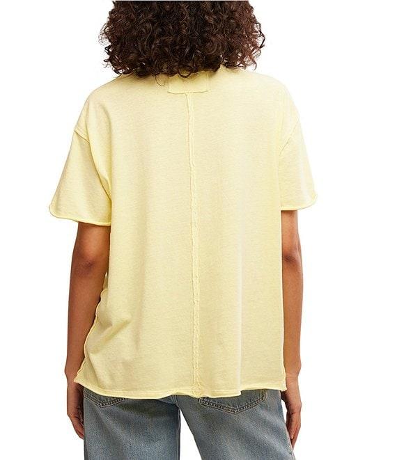 Free People Nina Short Sleeve Raw Edge Crew Neck Boxy Tee Shirt Product Image