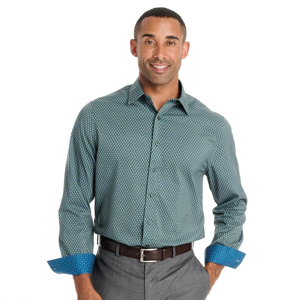 Men's Nick Graham Traveler Collection Performance Modern-Fit Stretch Dress Shirt, Size: 2XL-36/37, Green Product Image