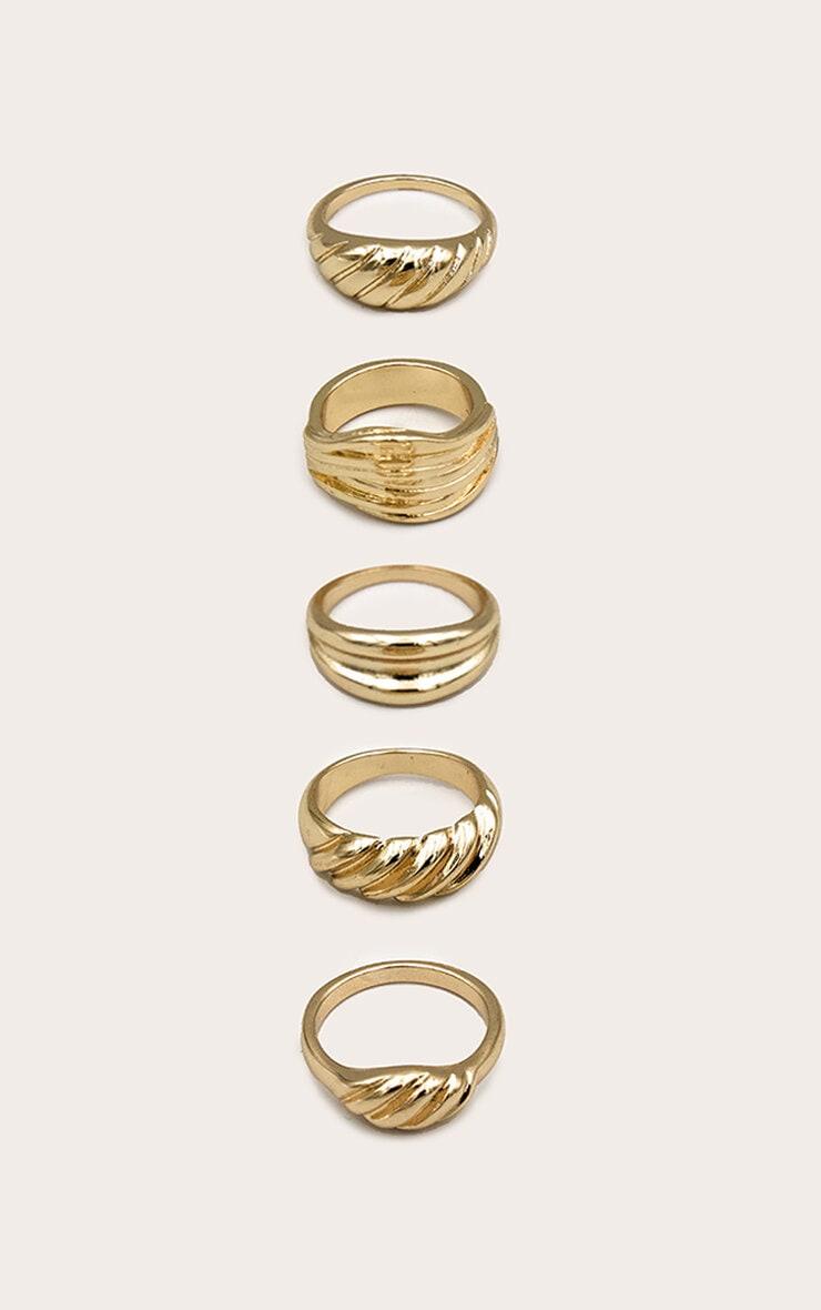 Gold Croissant Detail 5 Pack Ring Set Product Image