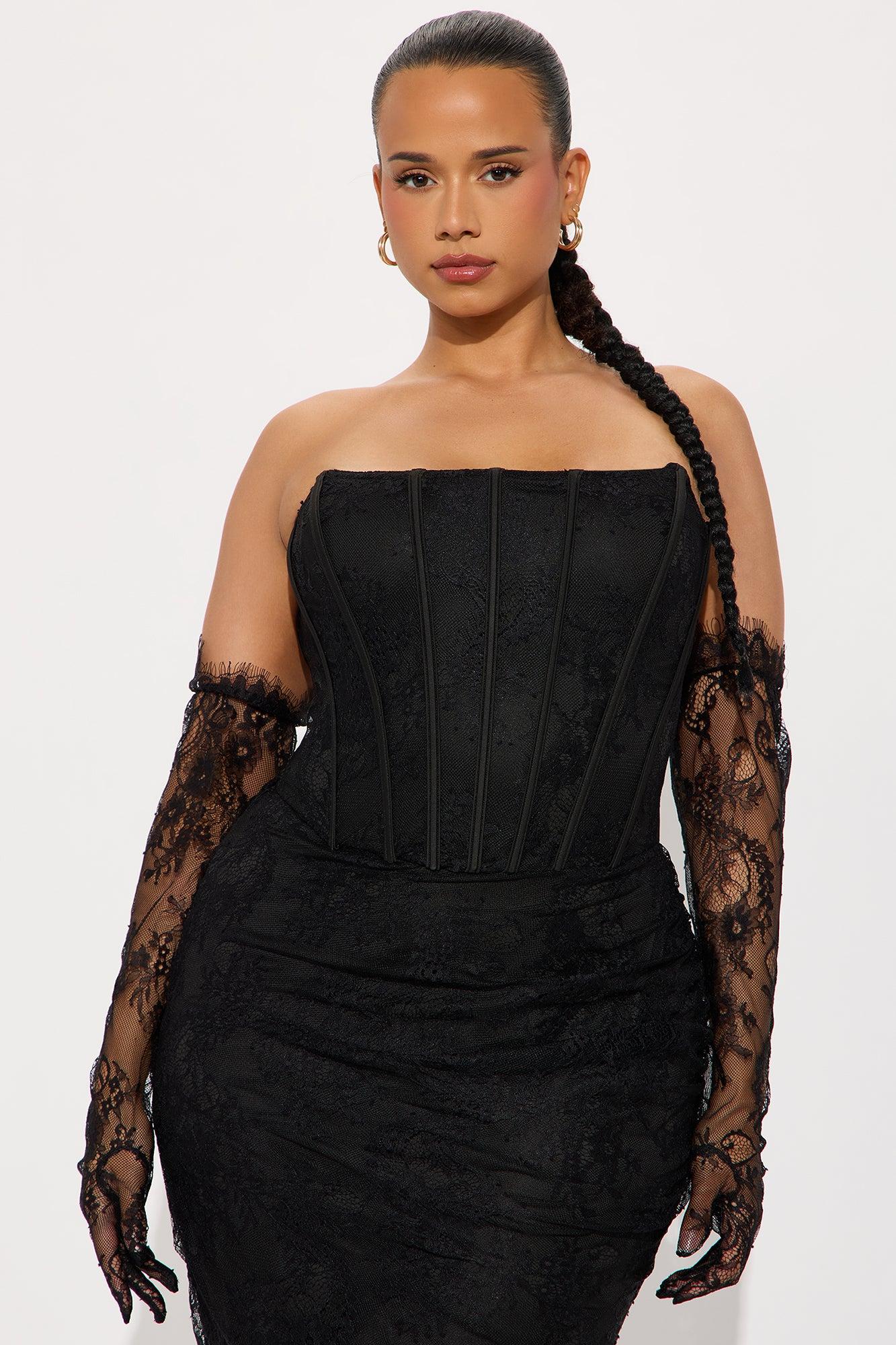 Always Sweet Corset Midi Dress Set - Black Female Product Image