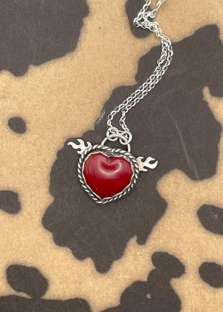 Rosarita Heart with Flame Detail Pendant Product Image