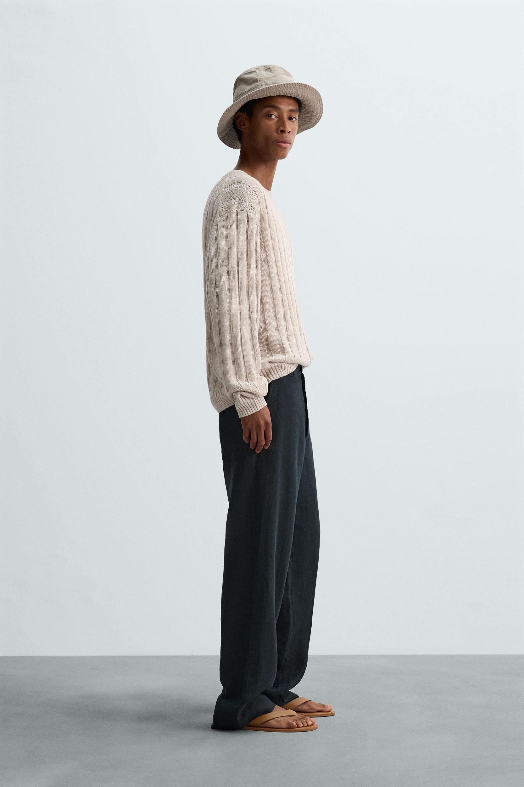 STRAIGHT FIT 100% LINEN PANTS Product Image