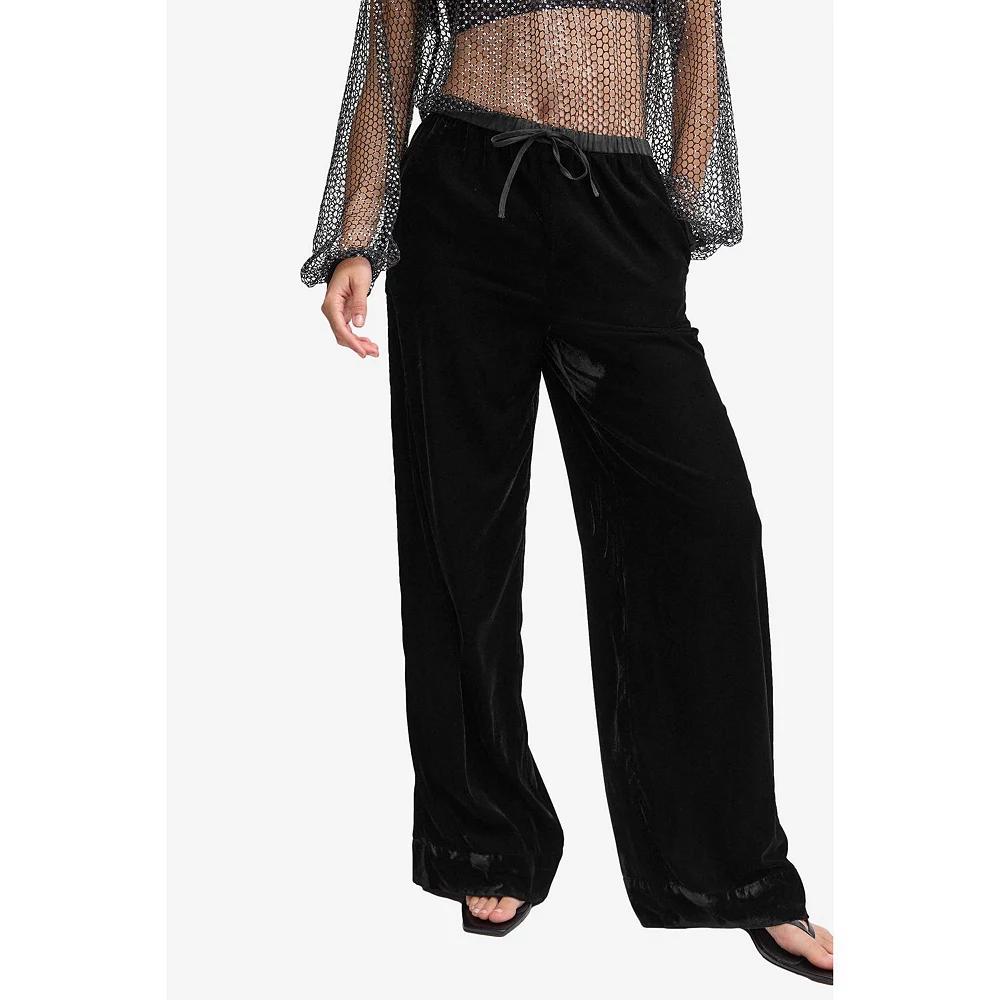 Womens NEXT Velvet Wide Leg Trousers Product Image