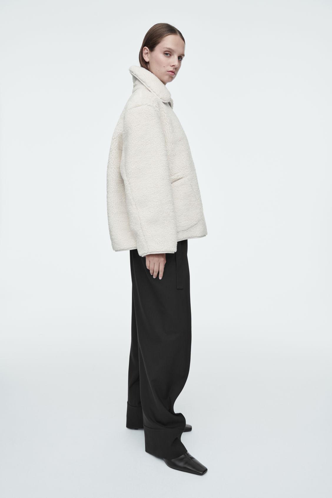 COLLARED FAUX SHEARLING JACKET Product Image