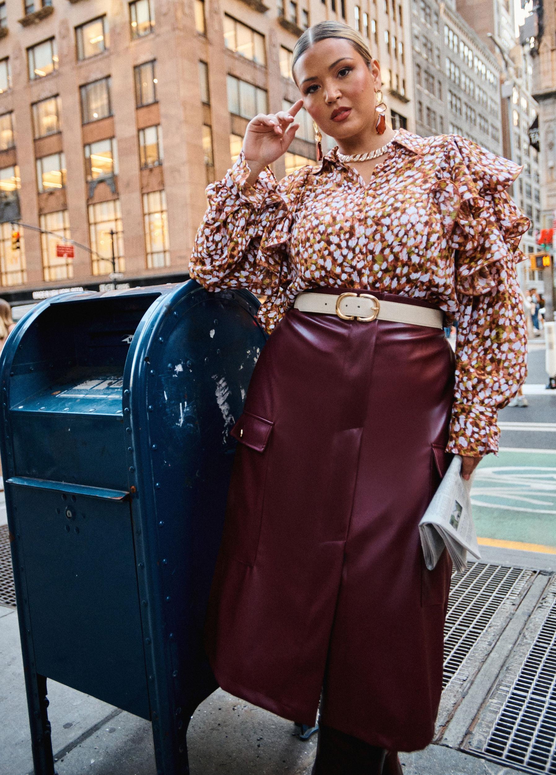 Faux Leather Midaxi Cargo Skirt Product Image