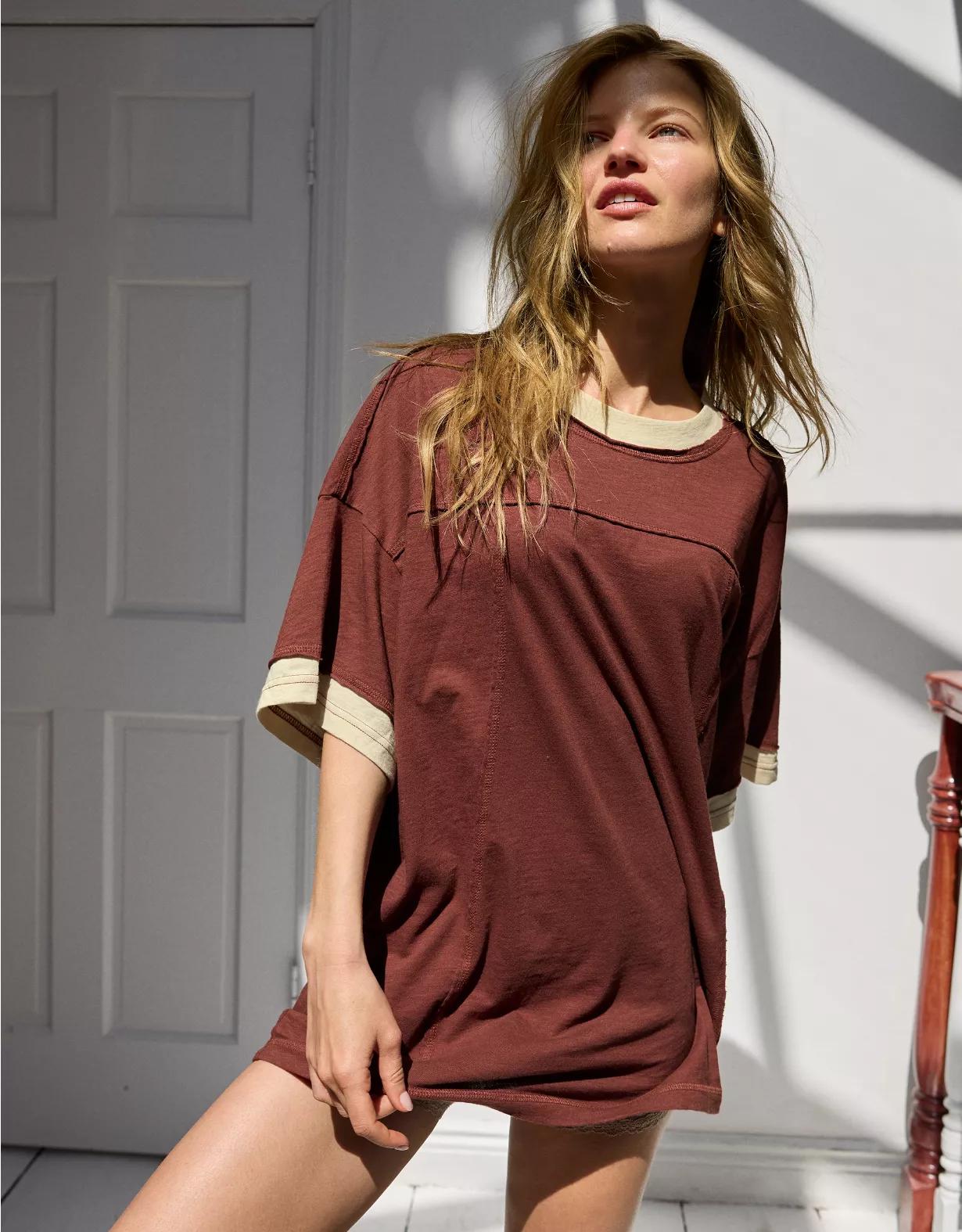 Aerie Crew Oversized Boyfriend T-Shirt Product Image