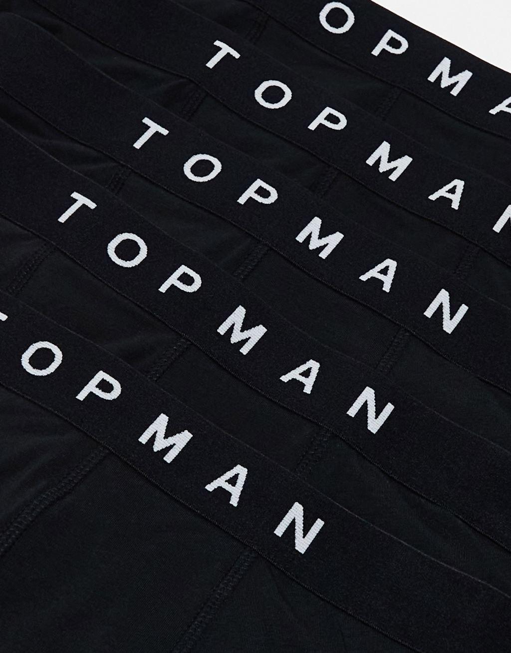Topman 5 pack briefs in black with black waistbands Product Image