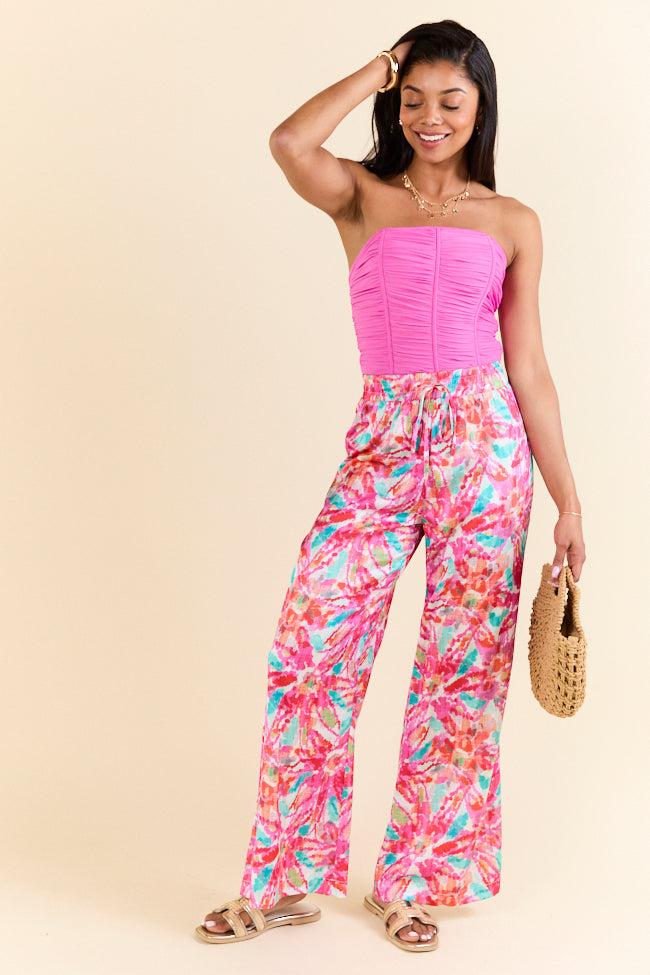 Paddle Out Pink Floral Printed Pull On Pants FINAL SALE Product Image