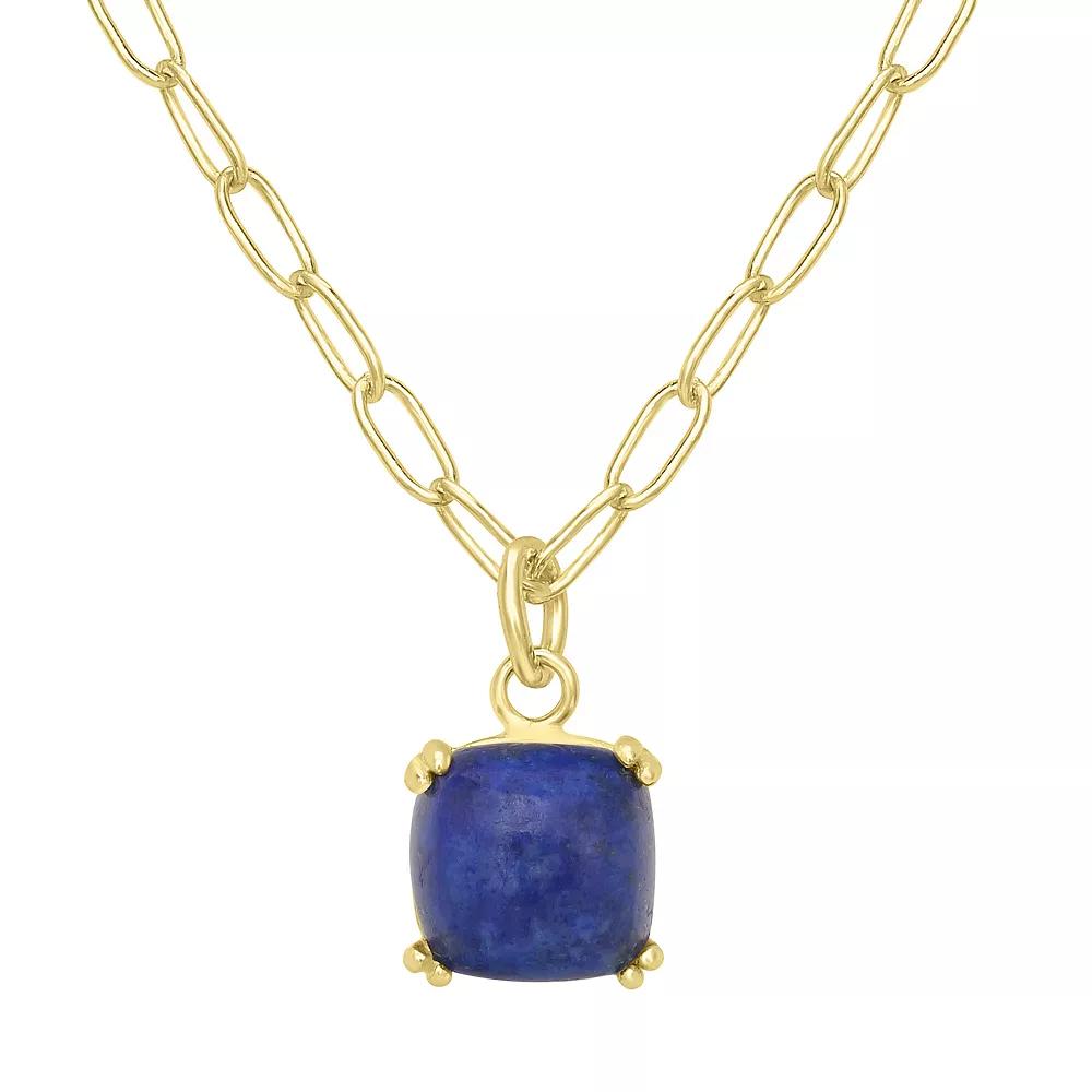 Gemistry 14k Gold over Sterling Silver Stone Square Pendant Necklace, Women's, Size: 18-20" ADJ, Lapis Product Image