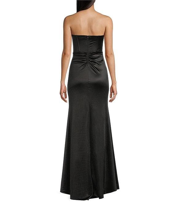 Honey and Rosie Sateen Sweetheart Neck Strapless Corset Long Dress Product Image