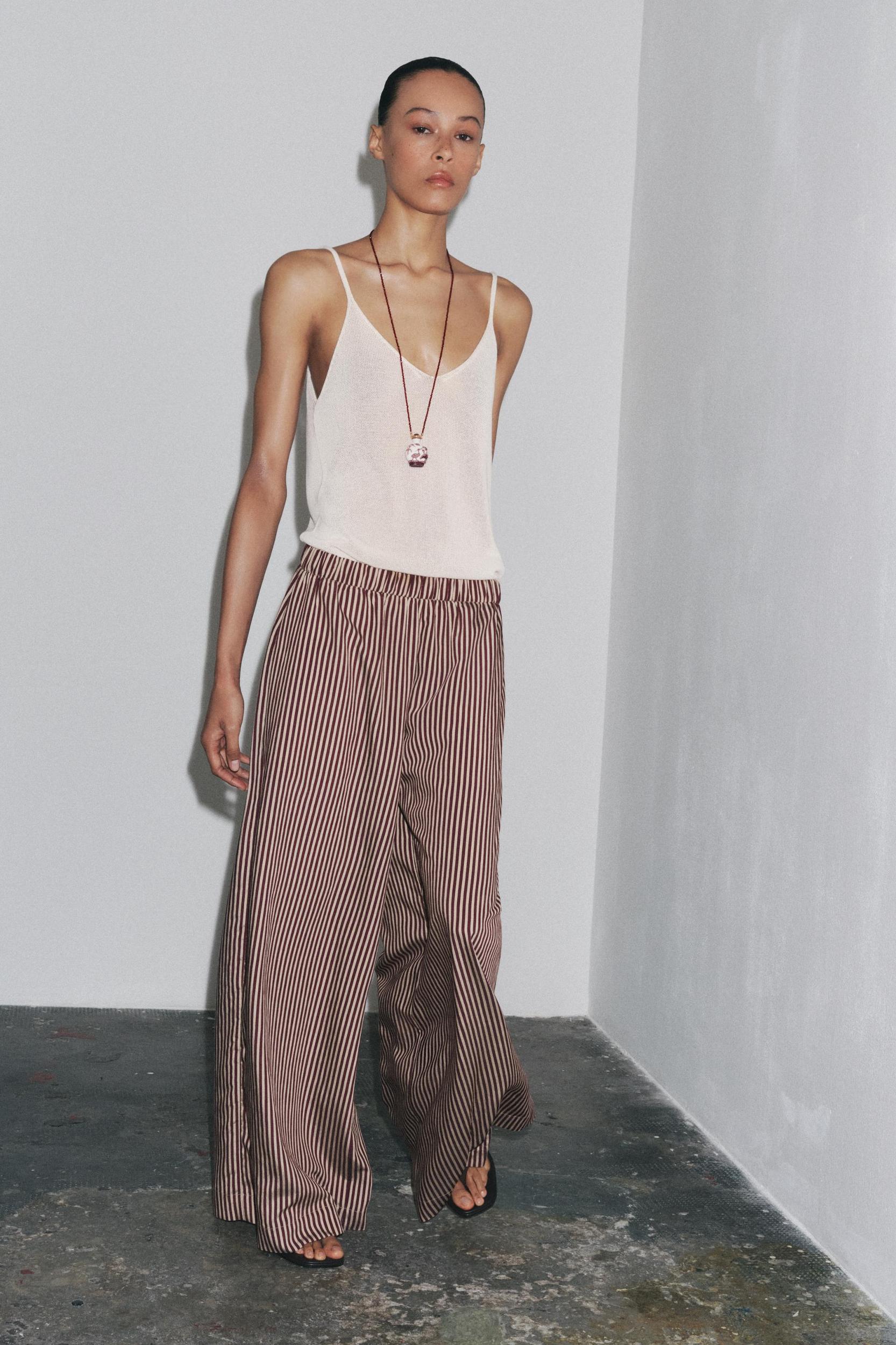 ZW COLLECTION STRIPED FLOWY PANTS Product Image