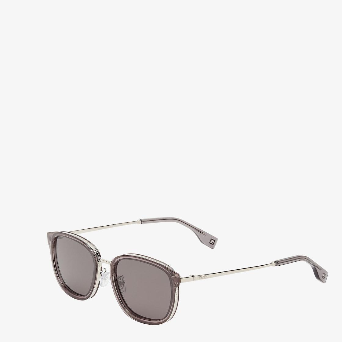 Fendi TravelPalladium-colored metal and gray acetate sunglasses Product Image