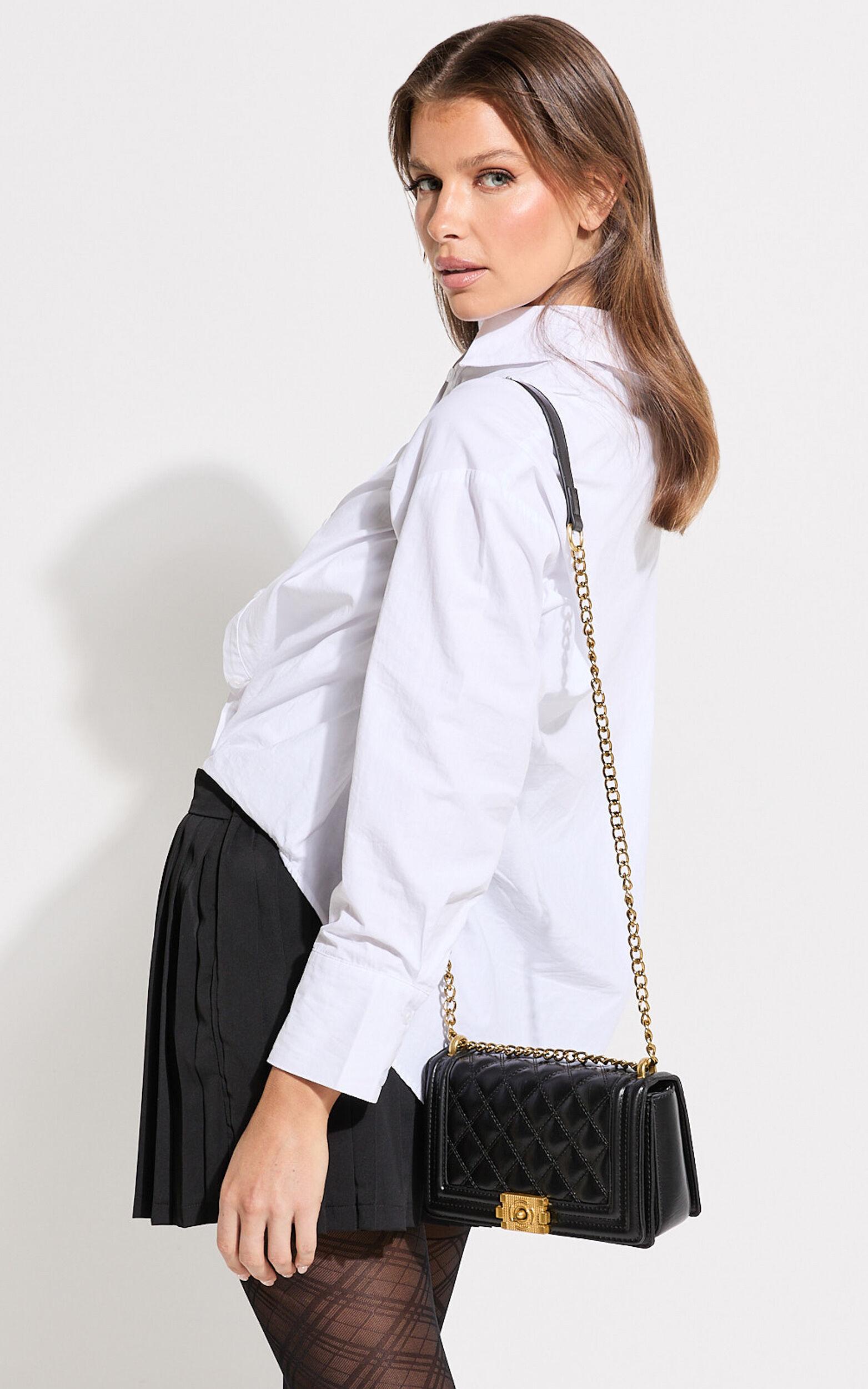 Rome Bag - Quilted Cross Body Bag with Hardware Detail in Black Product Image