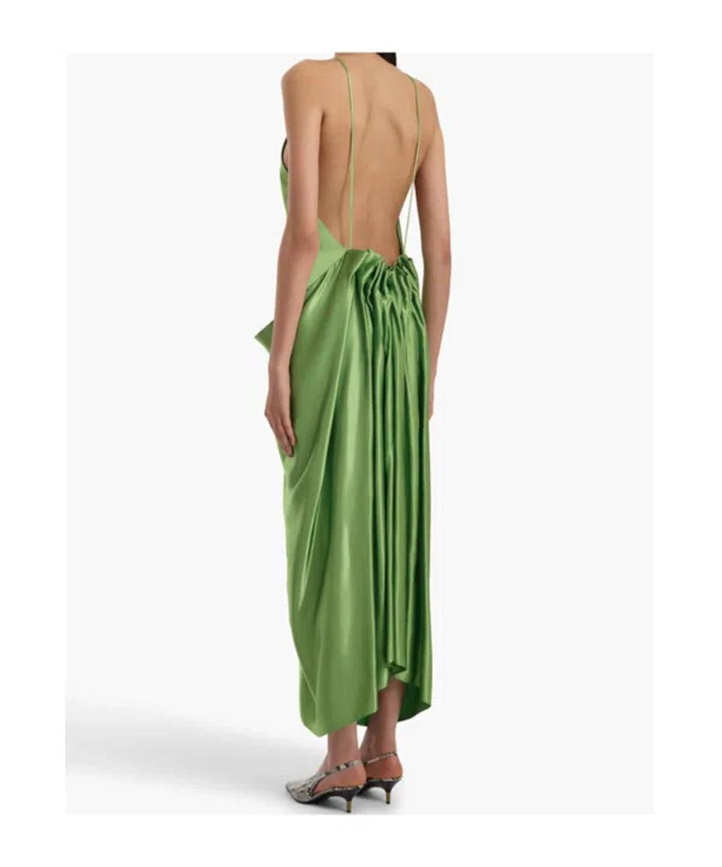KHAITE Womens Absinthe Kent Draped Satin Maxi Dress In Green Product Image
