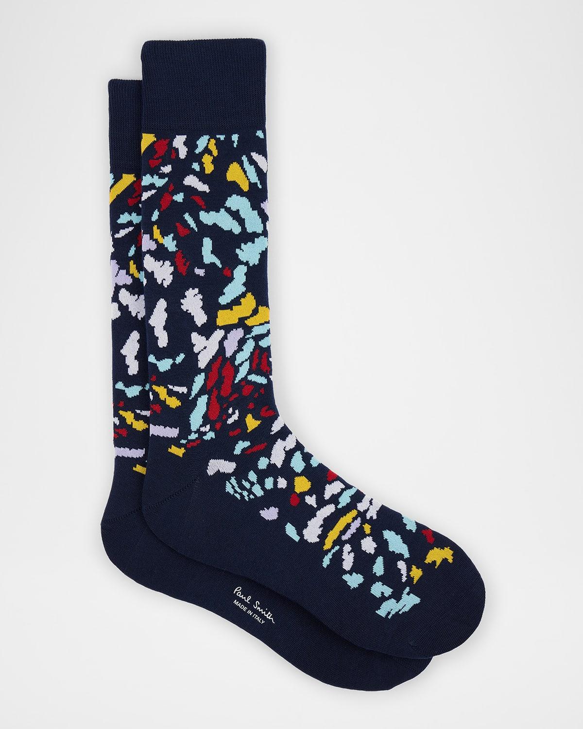 Mens Jacaranda Abstract Print Crew Socks Product Image