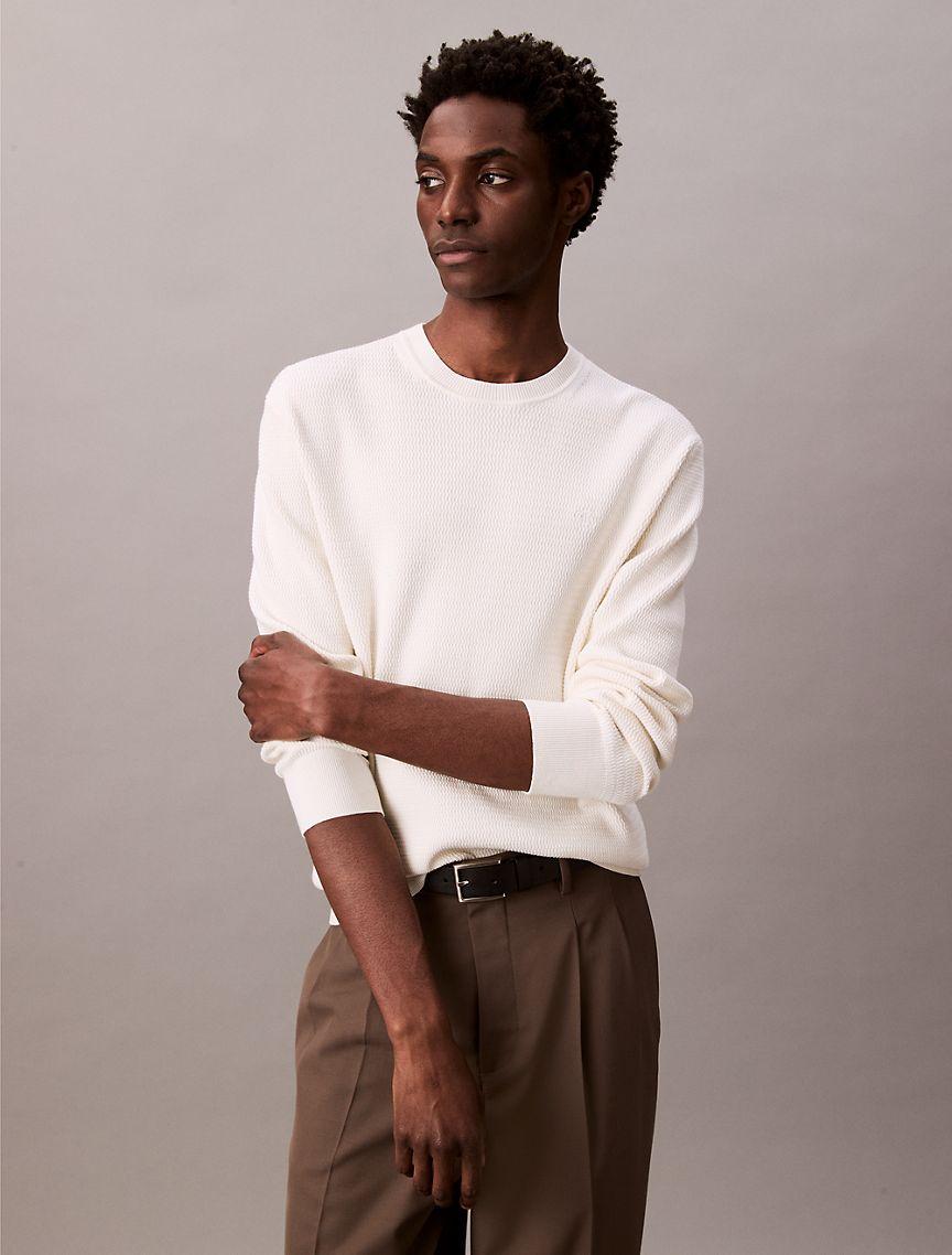 Calvin Klein Mens Textured Relaxed Sweater Product Image