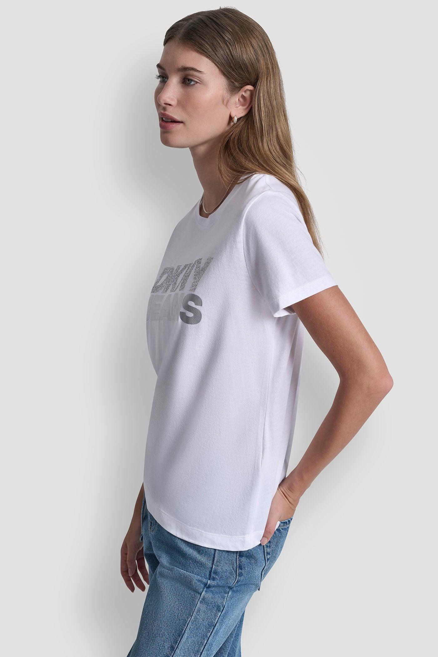 DKNY JEANS STACKED RHINESTONE TEE Product Image