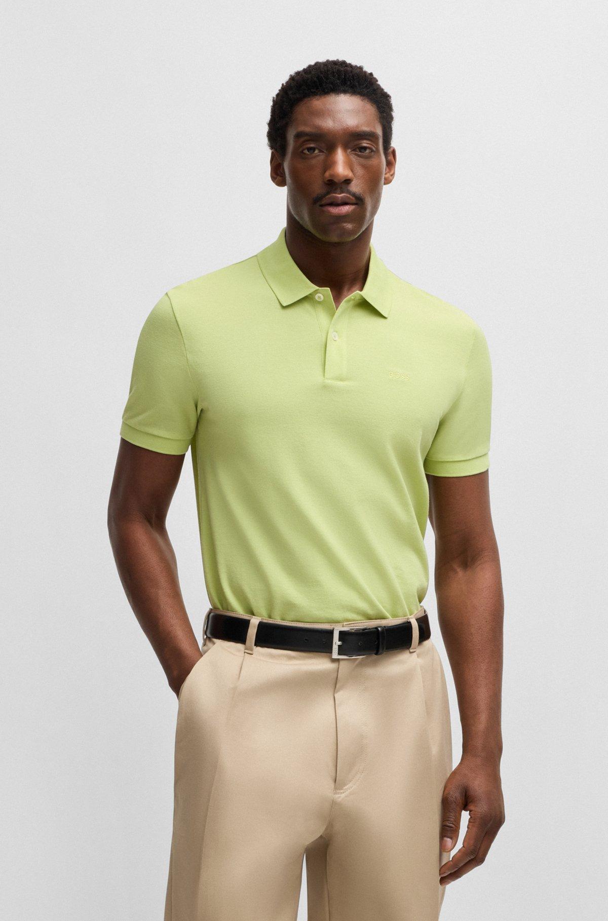 BOSS - Pallas polo shirt in cotton piqué with logo details - Light Green Product Image
