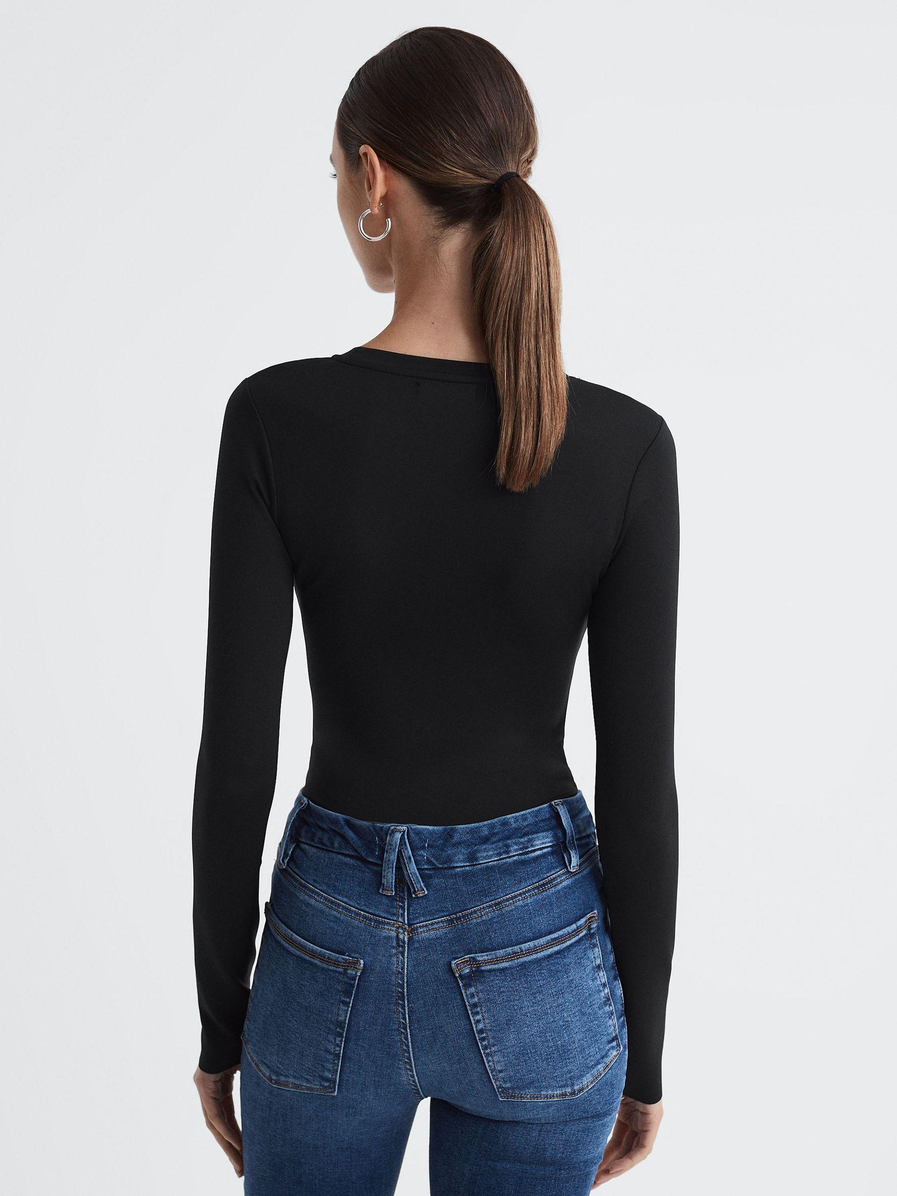 Good American Crew Neck Thong Bodysuit in Black Product Image