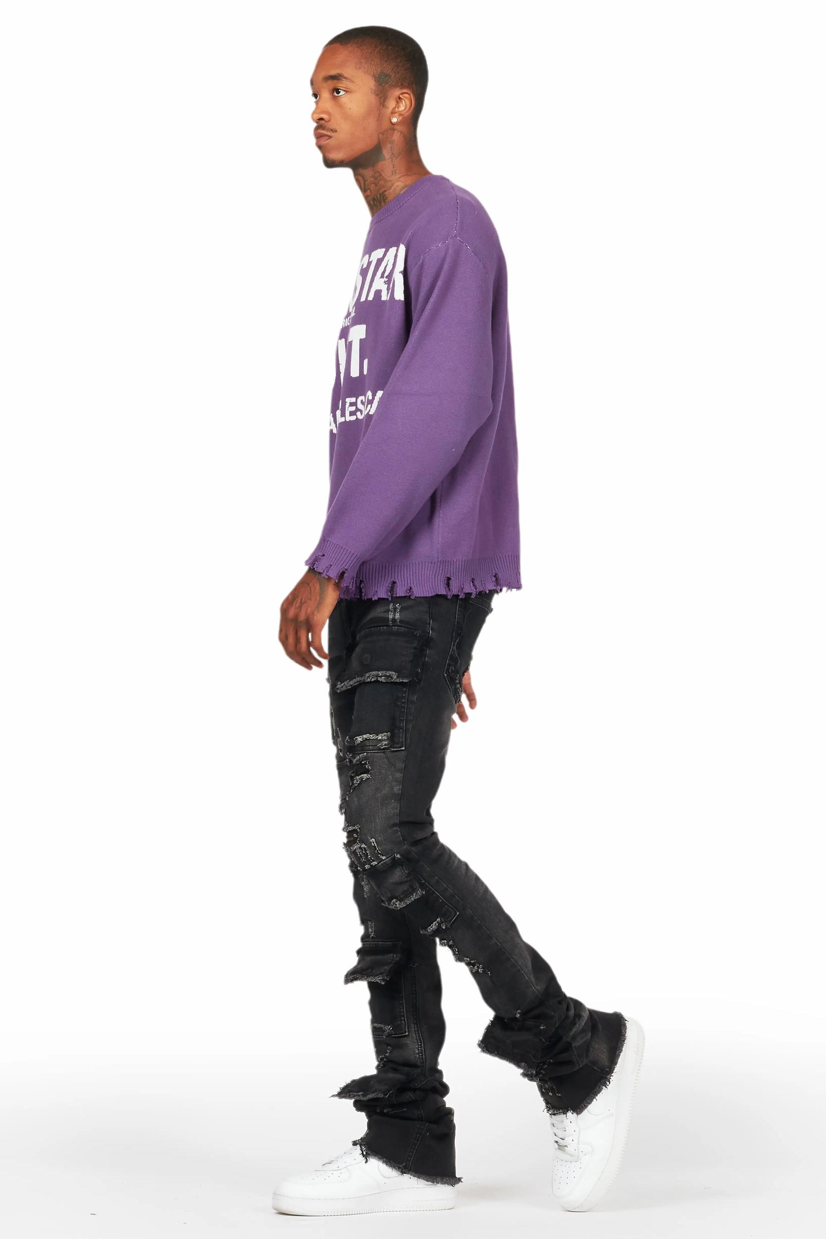 Pooja Black Super Stacked Flare Jean Male Product Image