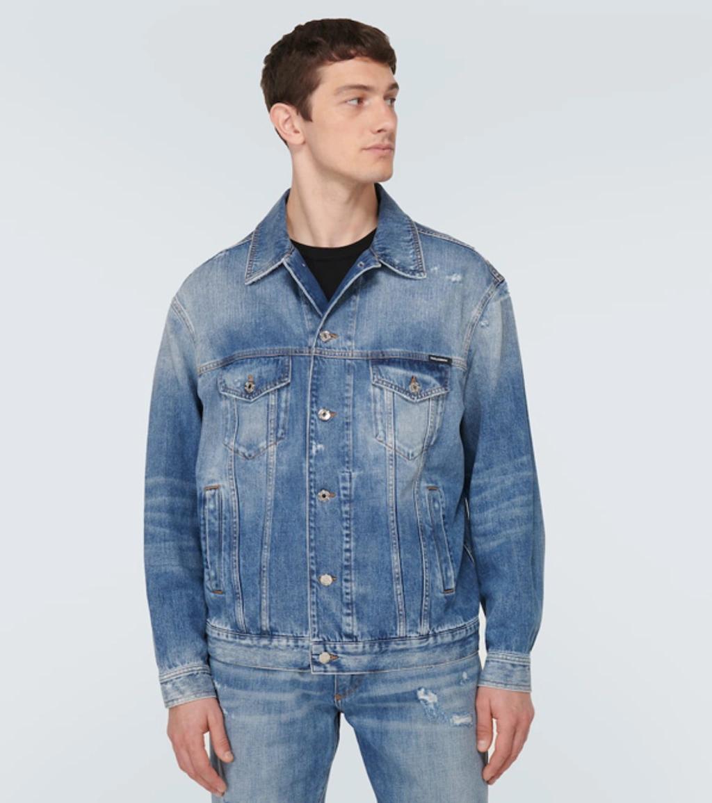 DOLCE & GABBANA Cotton Denim Jacket In Blue Product Image