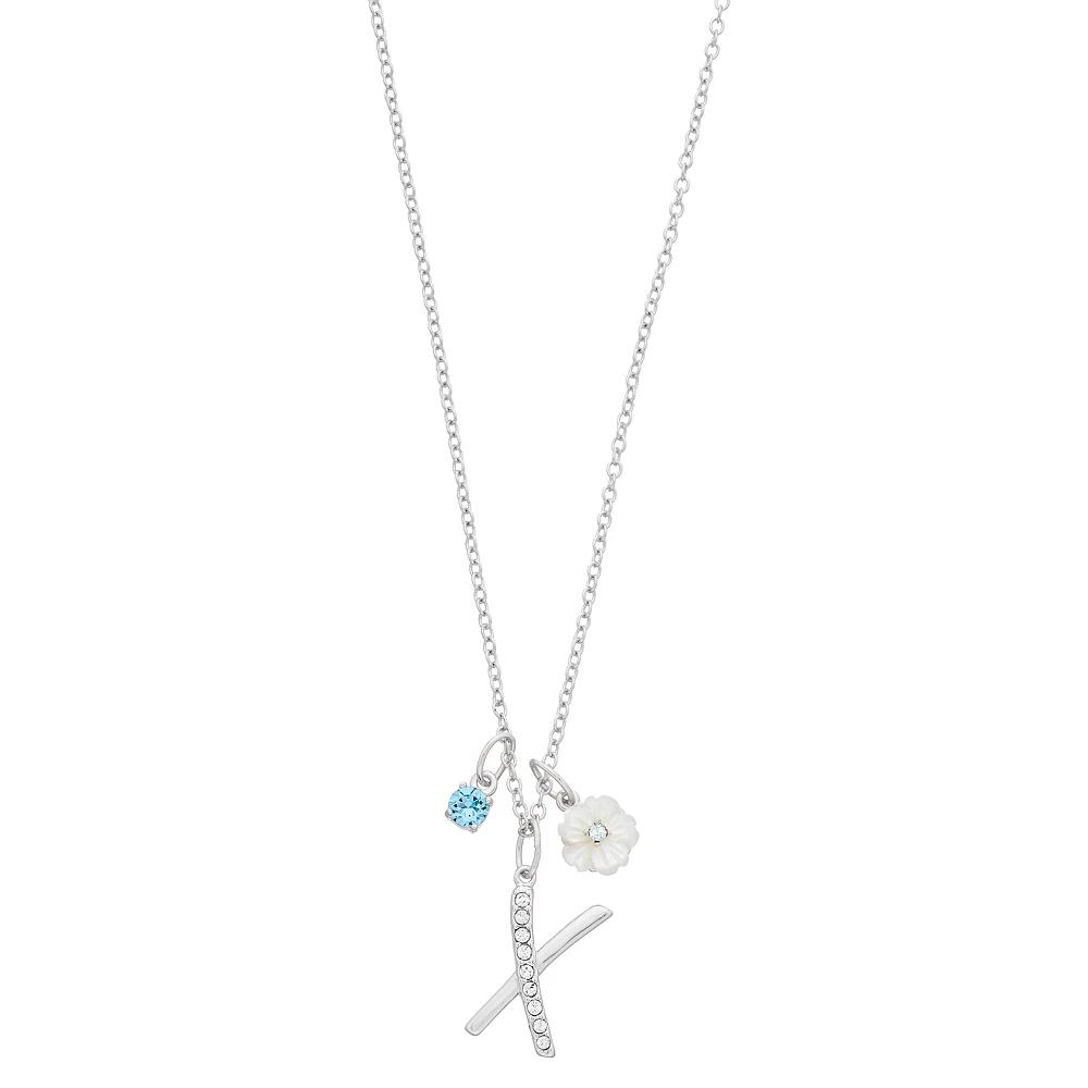 Brilliance Mother-of-Pearl Flower & Initial Pendant Necklace, Women's,  Product Image