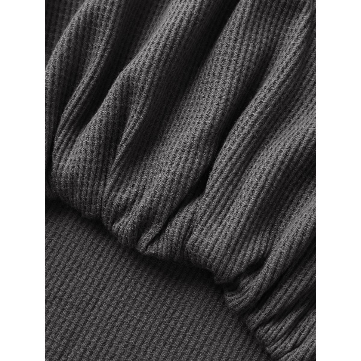 Plus Size Waffle Bubble Hem Buttons Tank Top Women DimGray Leisure Overlapping Round Neck Casual Tank Tops Camis BloomChic 22-24/3X Product Image