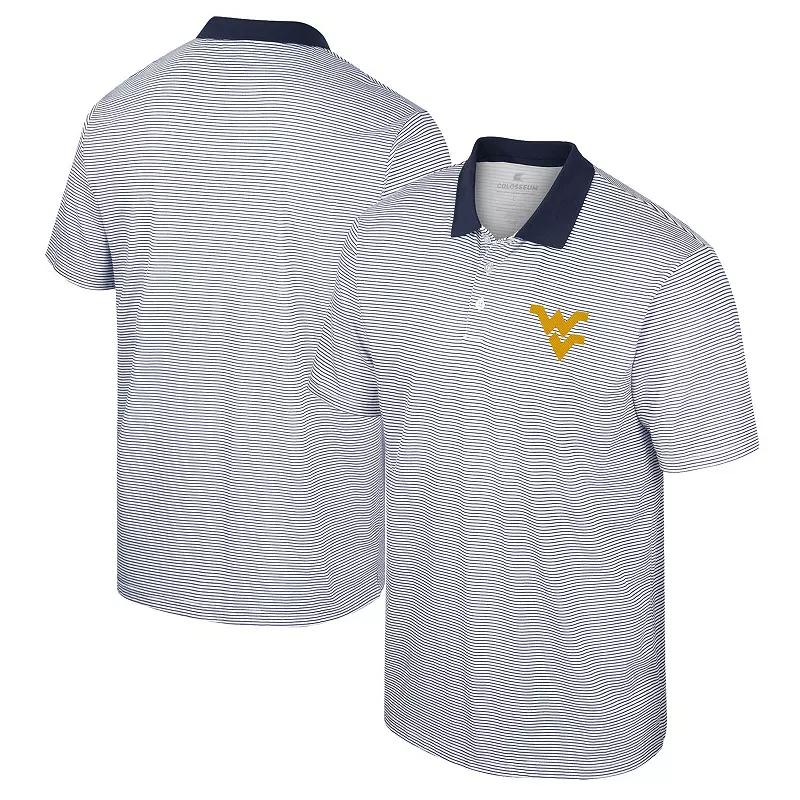 Men's Colosseum White/Navy West Virginia Mountaineers Print Stripe Polo, Size: XL Product Image