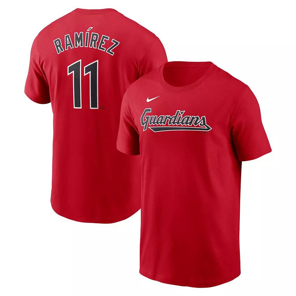 Men's Nike Jose Ramirez Red Cleveland Guardians Fuse Name & Number T-Shirt,  Product Image